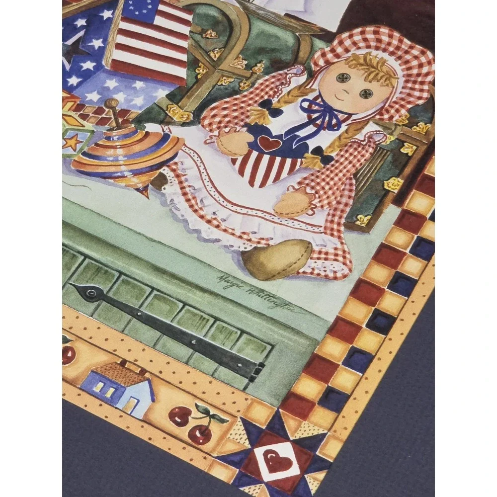 Home Interiors Margie Whittington Framed Matted Patriotic Print Wooden Frame